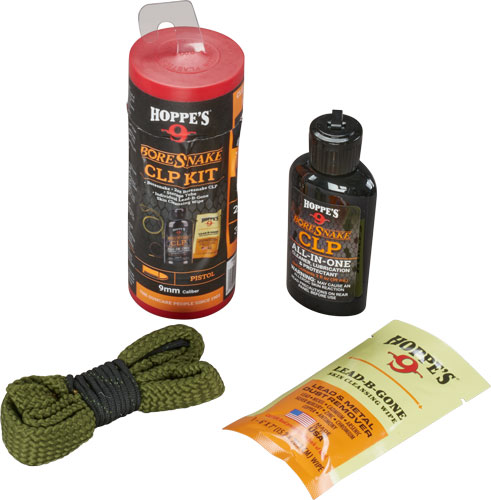 HOPPES BORESNAKE CLEANING KIT – COMBO W/CLP 9MM PISTOL