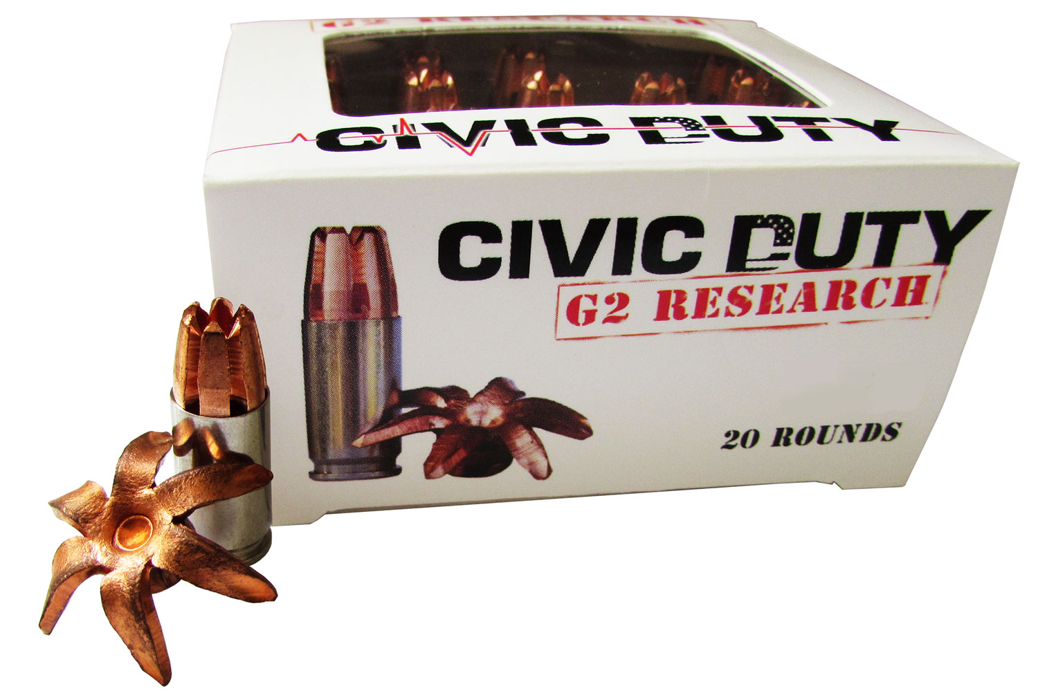 G2 Research G00617 Civic Duty  45ACP 164gr Copper Expansion Projectile 20 Per Box/25 Case