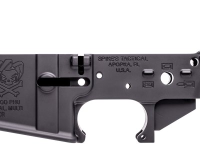 Spikes STLS024 PHU Joker Stripped Lower Receiver Multi-Caliber 7075-T6 Aluminum Black Anodized for AR-15