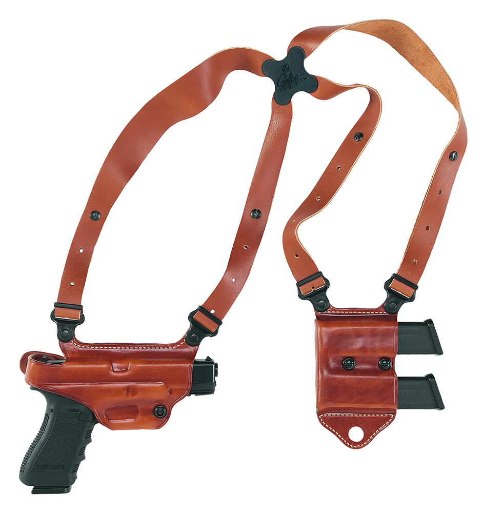 Galco MCII224 Miami Classic II Shoulder System Size Fits Chest Up To 56″ Tan Leather Compatible w/Glock 17 Gen1-5/19 Gen1-5/22 Gen2-5  Right Hand