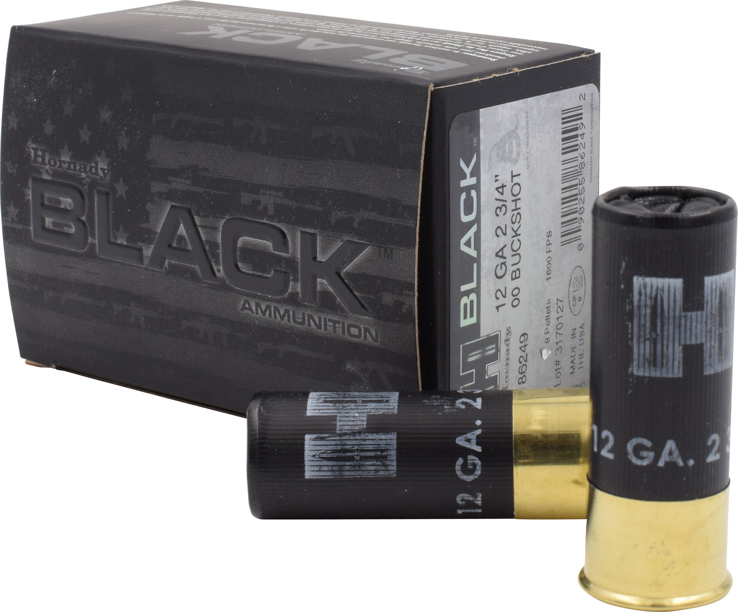 Hornady 86249 Black  12 Gauge 2.75″ 00 Buck Shot 10 Per Box/ 10 Case