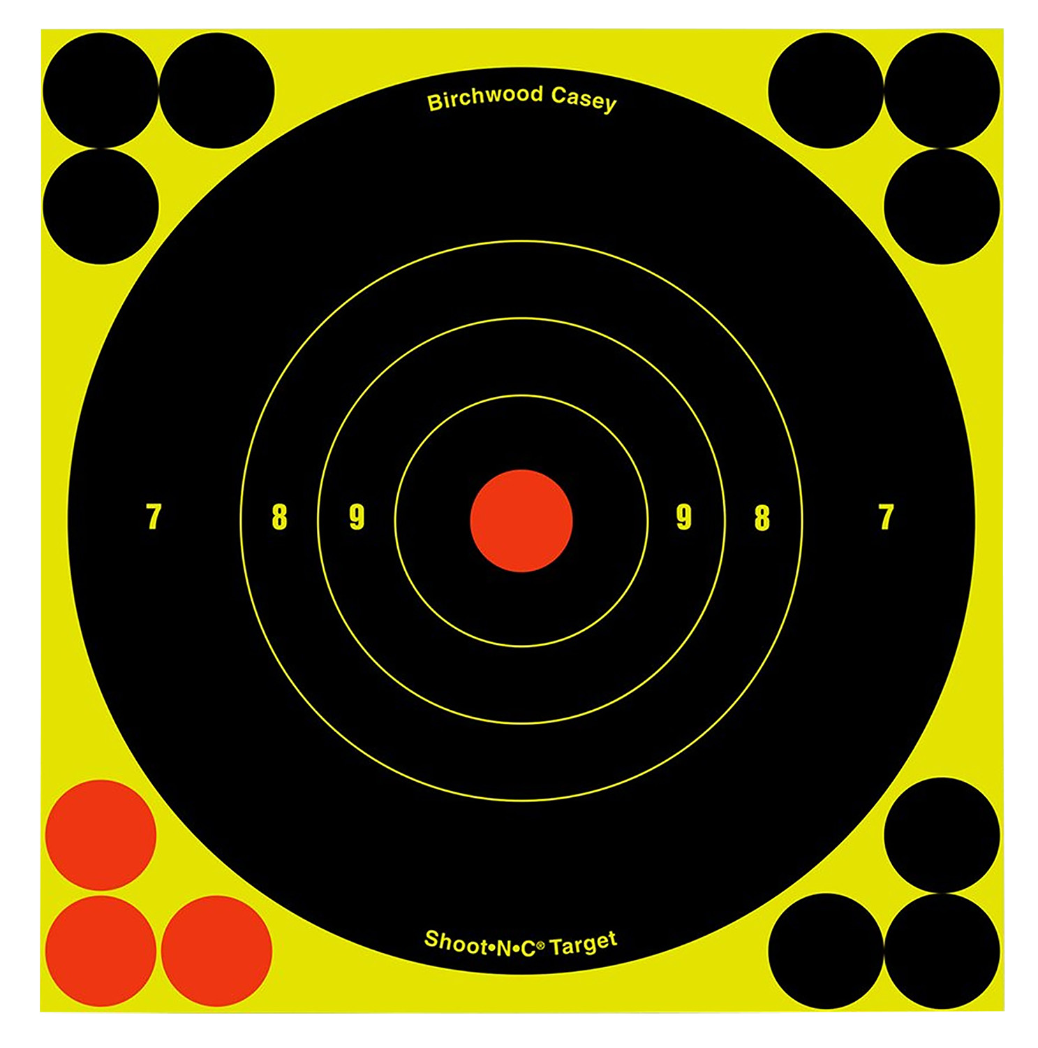 Birchwood Casey 34550 Shoot-N-C Reactive Target Self-Adhesive Paper Black/Yellow/Red 6″ Bullseye 60 Pack
