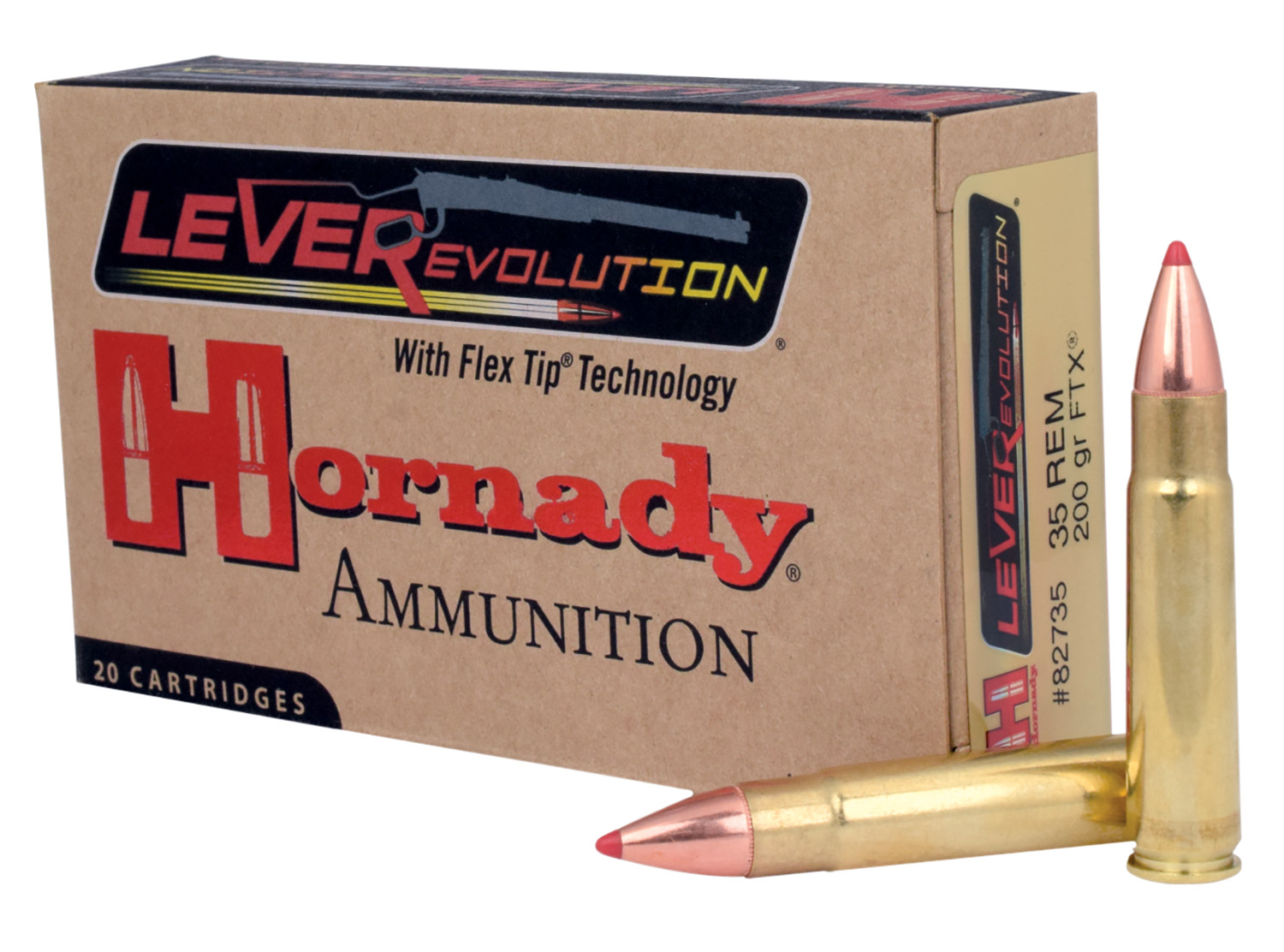 Hornady 82735 LEVERevolution  35Rem 200gr Flex Tip eXpanding 20 Per Box/10 Case