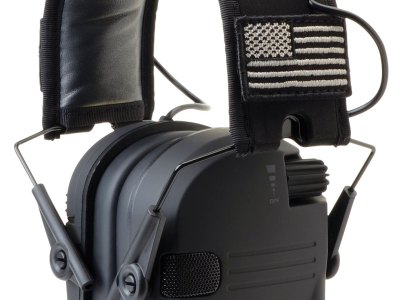 Walker’s GWPRSEMPAT Razor Patriot Slim Electronic Muff 23 dB Over the Head Black w/Flag Patch Polymer