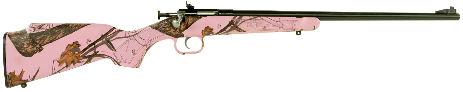 Crickett KSA2161 Youth  22 LR 1rd 16.12″ Blued Single Shot Barrel, Blued Stainless Steel Receiver, Mossy Oak Pink Blaze Fixed Synthetic Stock, Right Hand