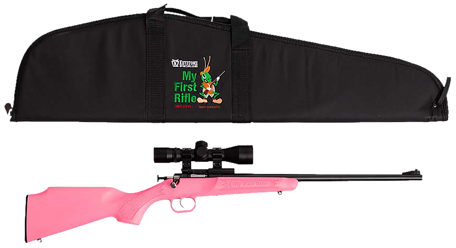 Crickett KSA2220BSC Youth Package Youth 22 LR 1rd 16.12″ Blued Single Shot Barrel, Blued Stainless Steel Receiver, Pink Fixed Synthetic Stock, Right Hand