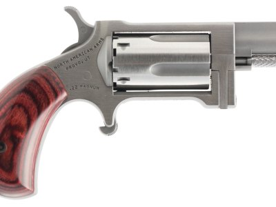 North American Arms SW Sidewinder  22 WMR 5 Shot 1.50″ Stainless Steel Barrel, Frame & Cylinder, Rosewood Birdshead Grip Exposed Hammer