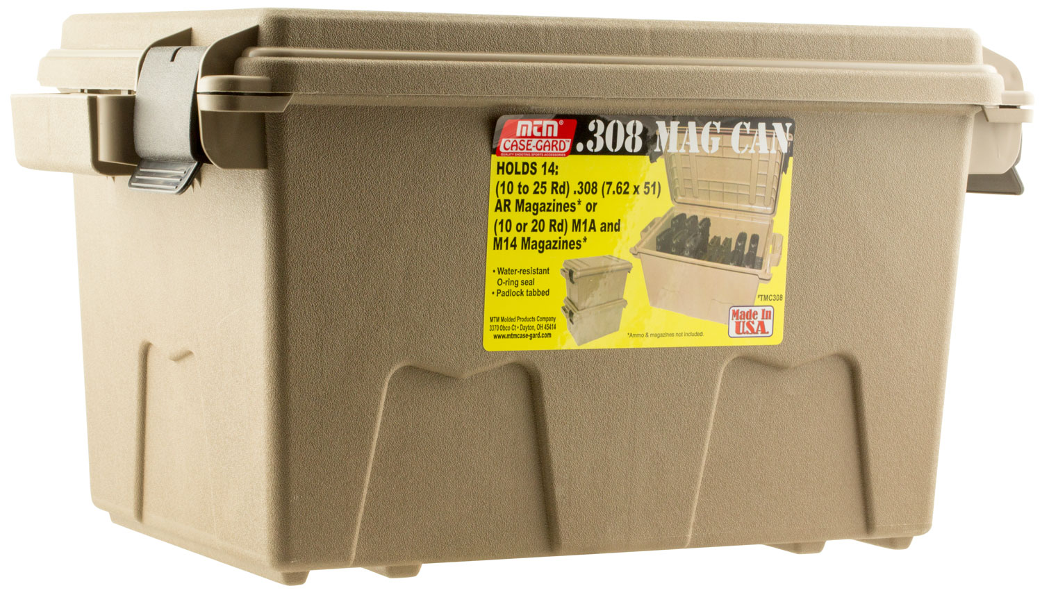 MTM Case-Gard TMC308 Tactical Mag Can  Flat Dark Earth Polymer 308 Win 7.62x51mm NATO Fits AR-Platform