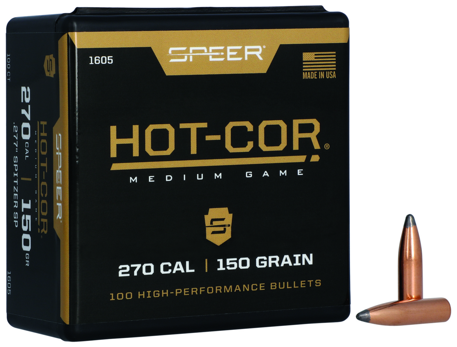 Speer 1605 Hot-Cor  277Cal 150gr Spitzer Soft Point 100 Per Box/5 Case