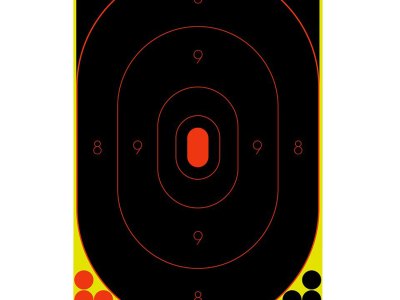 Birchwood Casey 34617 Shoot-N-C Reactive Target Self-Adhesive Paper Black/Yellow/Red 12″x18″ Oval Silhouette 12 Pack
