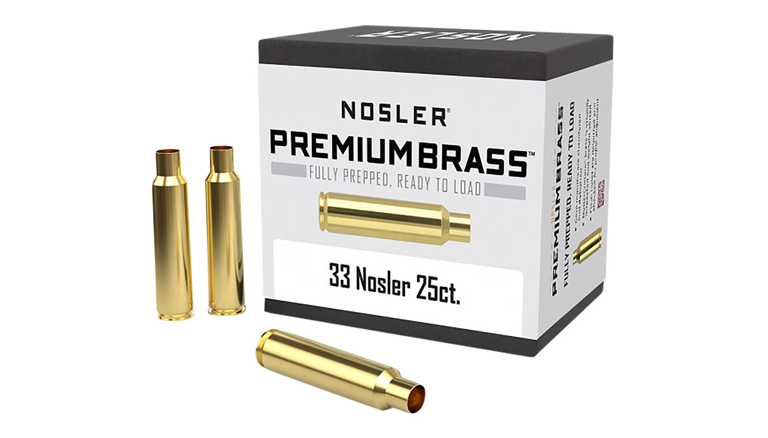 Nosler 10222 Premium Brass Unprimed Cases 33Nosler Rifle Brass 25/Box