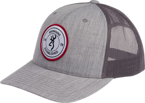 BROWNING CAP SCOUT LOGO HEATHR – GRAY W/CIRCLE PATCH LOGO ADJ