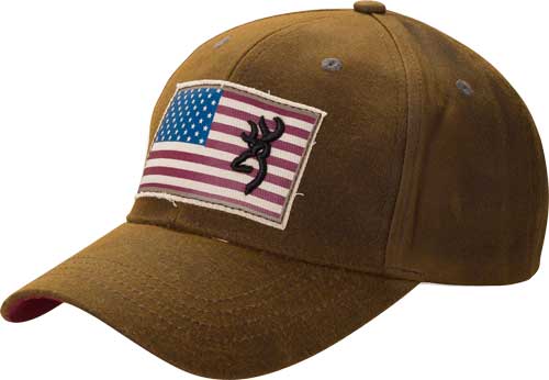 BROWNING CAP LIBERTY WAX FLAG – BUCK MARK LOGO DARK BROWN ADJ