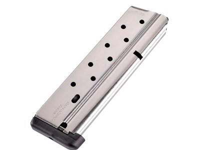 CMC Products 13111 Power Mag  10rd 38 Super Fits 1911 Government Stainless Steel w/ Black Base Pad