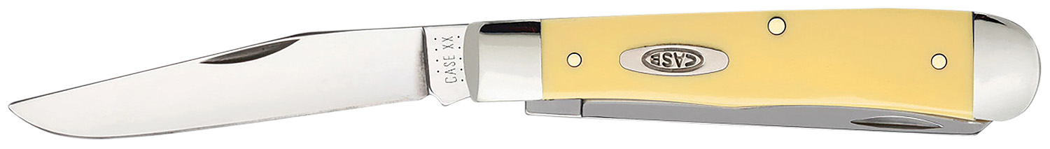 Case 00161 Trapper  3.25″/3.27″ Folding Clip Point/Spey Plain Tumble Polish Chrome Vanadium Steel Blade/Yellow Synthetic Handle