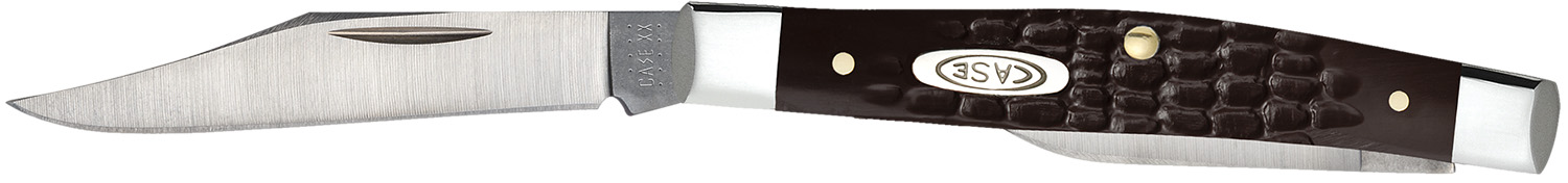 Case 00083 Pen Small 2″/1.47″ Folding Clip/Pen Plain As-Ground Stainless Steel Blade Brown Jigged Synthetic Handle