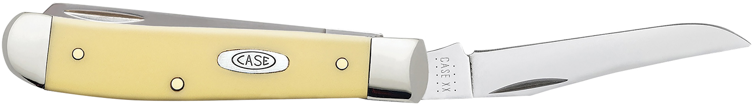 Case 00029 Trapper  Mini 2.70″/2.75″ Folding Clip Point/Spey Plain Tumble Polish Chrome Vanadium Steel Blade/Smooth Yellow Synthetic Handle