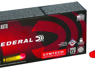Federal AE45SJAP1 American Eagle Syntech Action Pistol  45ACP 220gr Total Syntech Jacket Flat Nose 50 Per Box/10 Case