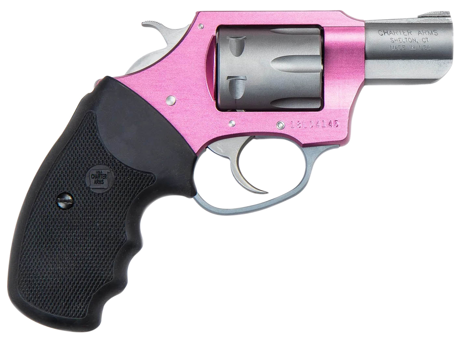 Charter Arms 52230 Pathfinder Lite Pink Lady Small 22 LR, 8 Shot 2″ Matte Stainless Steel Barrel & Cylinder, Pink Aluminum Frame w/Black Finger Grooved Rubber Grip, Exposed Hammer