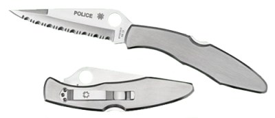 Spyderco C07S Police  4.13″ Folding Spear Point Part Serrated VG-10 SS Blade Stainless Steel Handle Includes Pocket Clip
