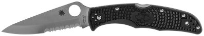 Spyderco C10PSBK Endura 4 Lightweight 3.75″ Folding Drop Point Part Serrated VG-10 SS Blade Black  Textured FRN Handle Includes Pocket Clip