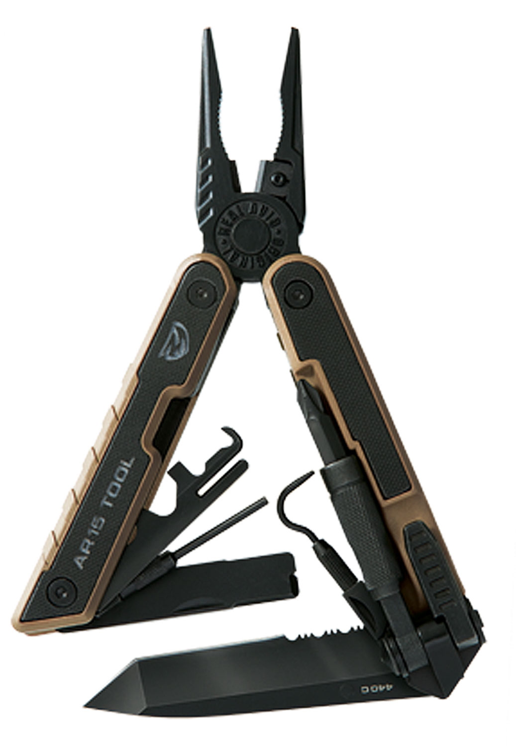 Real Avid AVAR15T AR15  440C SS Part Serrated Blade Black G10 Handle AR Platform