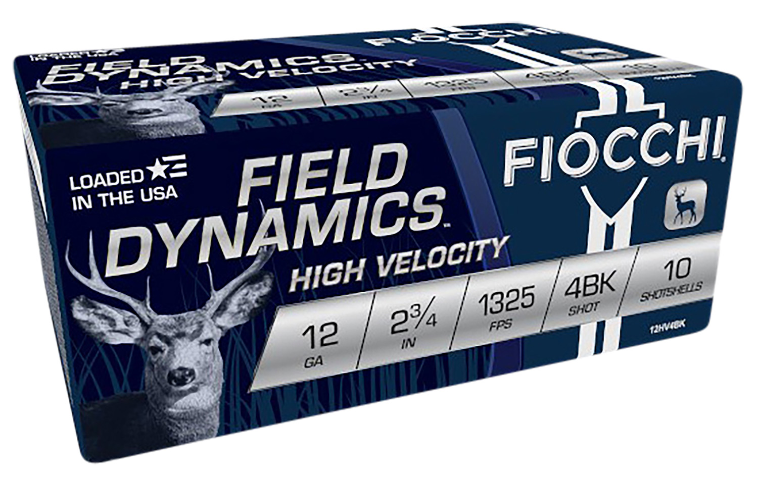 Fiocchi 12HV4BK Field Dynamics High Velocity 12Gauge 2.75″ 27Pellets 4Buck Shot 10 Per Box/25 Case