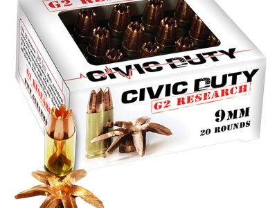 G2 Research G00602 Civic Duty  9mmLuger 96gr Copper Expansion Projectile 20 Per Box/25 Case