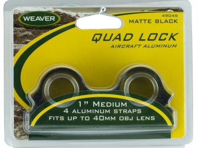 Weaver Mounts 49046 Quad Lock Detachable Rings  Matte Black 1″ Medium