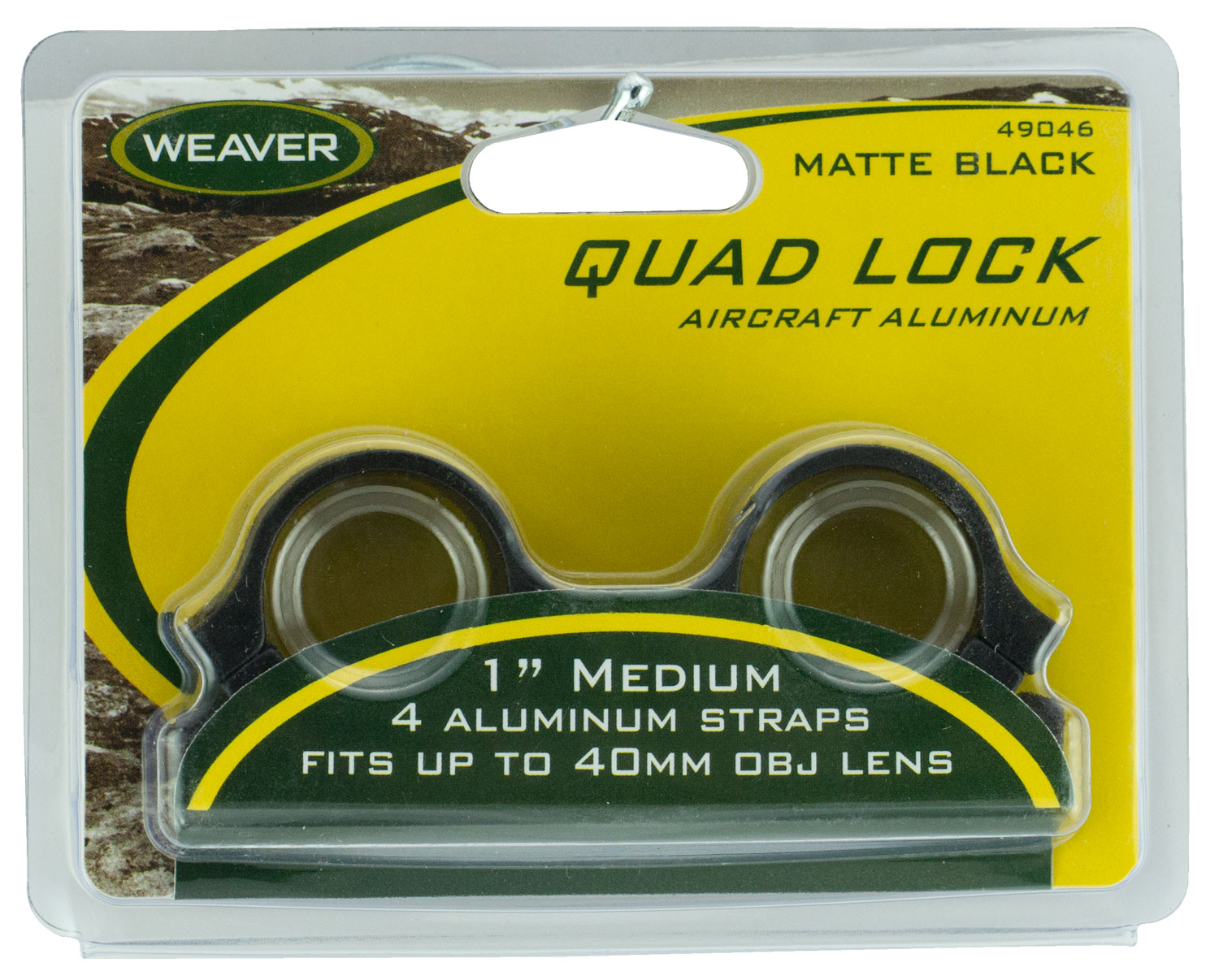 Weaver Mounts 49046 Quad Lock Detachable Rings  Matte Black 1″ Medium