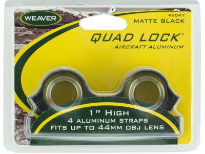 Weaver Mounts 49047 Quad Lock Detachable Rings  Matte Black 1″ High