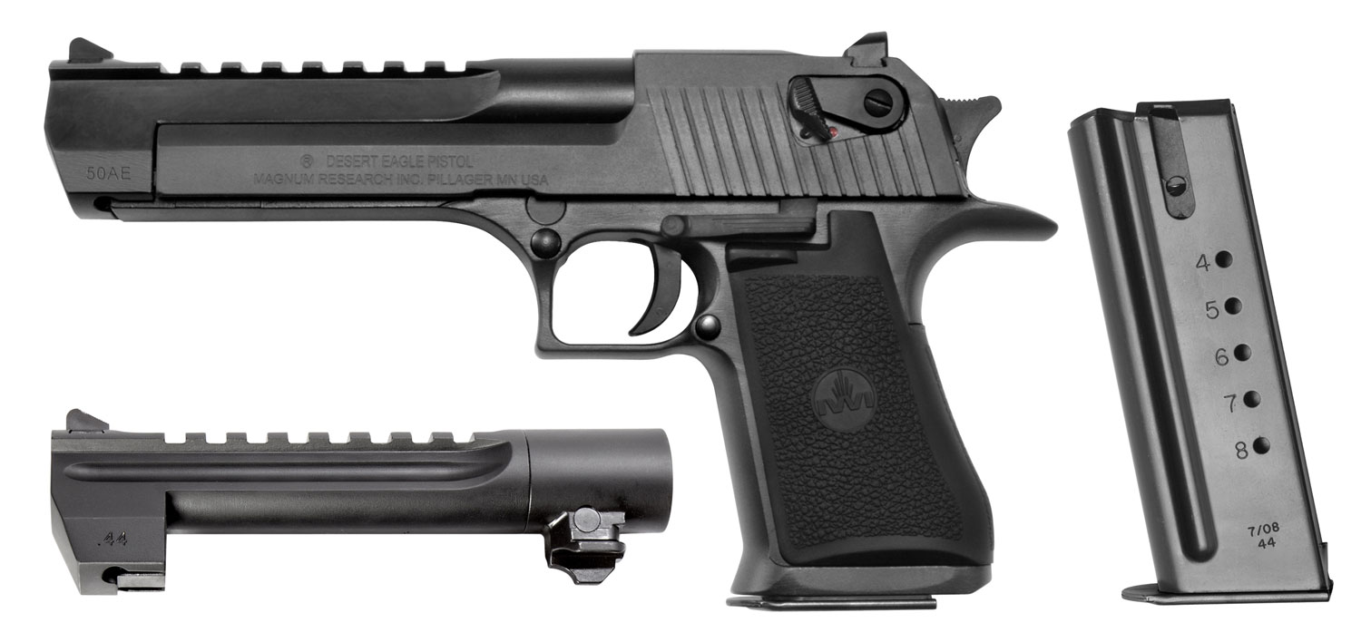Magnum Research DE50WB6 Desert Eagle Mark XIX Conversion Combo 44 Rem Mag, 50 AE 6″ 7+1, 8+1 Black Carbon Steel Frame & Slide Black Rubber Grip