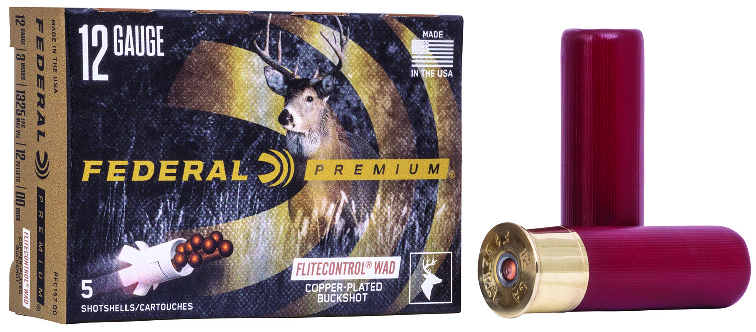 Federal PFC15700 Premium Vital-Shok 12Gauge 3″ 12Pellets 00BuckShot 5 Per Box/50 Case