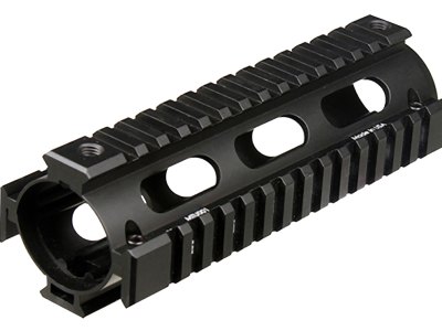 UTG Pro MTU001 Pro Quad Rail Handguard Drop-In Aluminum Black Anodized Hardcoat Picatinny Rail, For Carbine AR-15