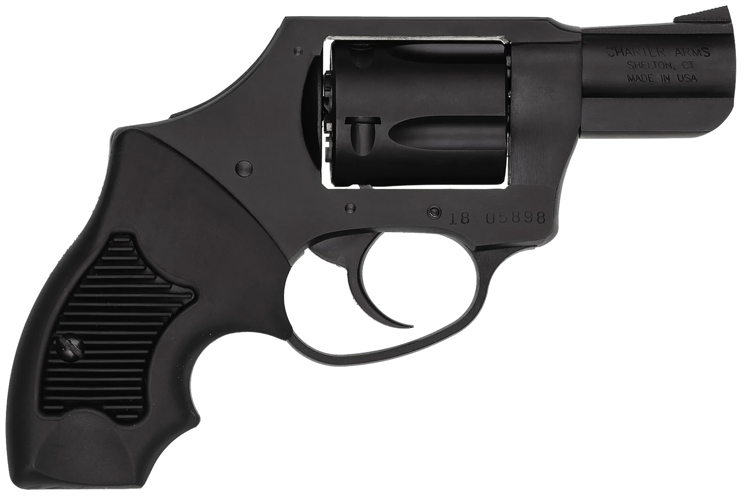 Charter Arms 13811 Undercover Lite Small 38 Special, 5 Shot 2″ Black Steel Barrel & Cylinder, Black Passivate Aluminum Frame w/Black Finger Grooved Rubber Grip, Concealed Hammer