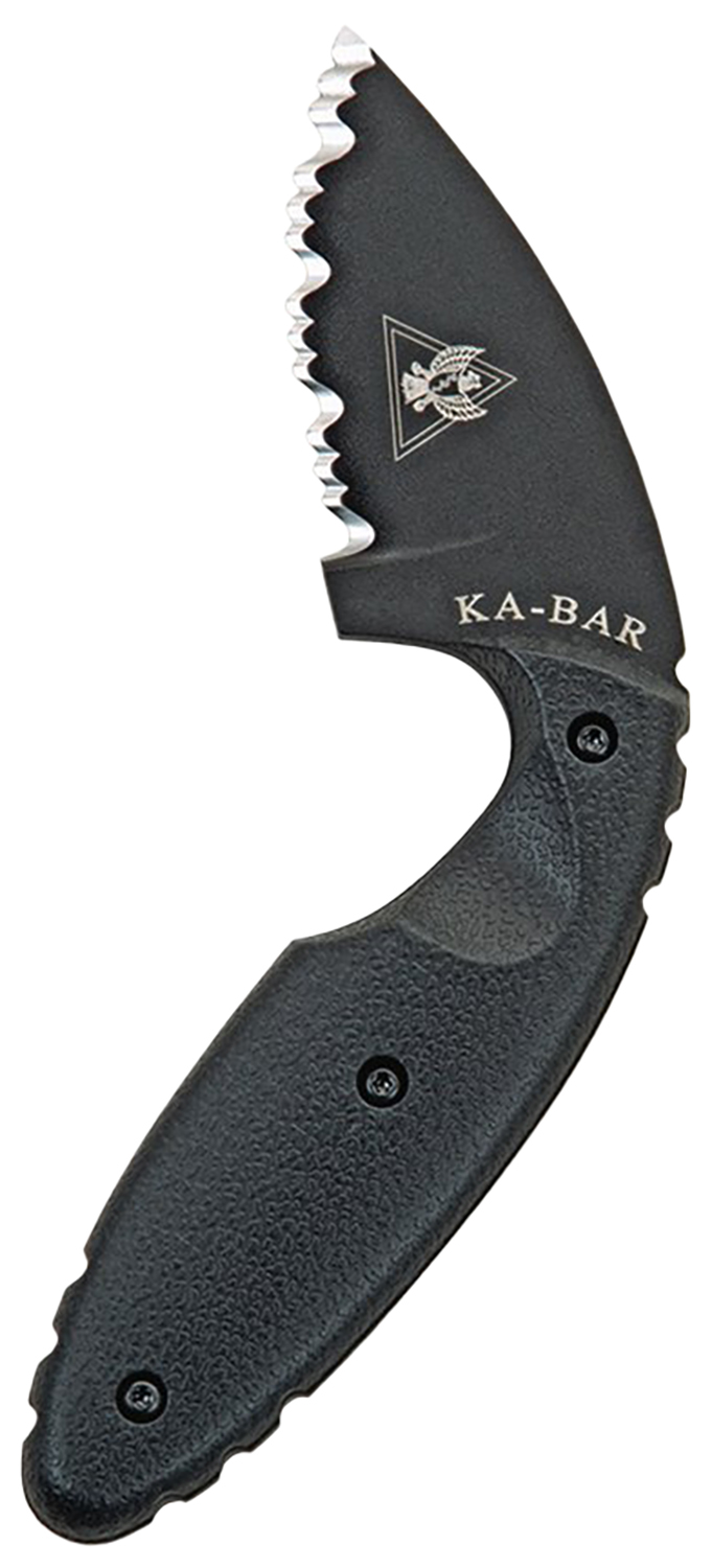 Ka-Bar 1481 TDI Law Enforcement 2.31″ Fixed Drop Point Serrated Black AUS-8A SS Blade, Black Zytel Handle, Includes Belt Clip