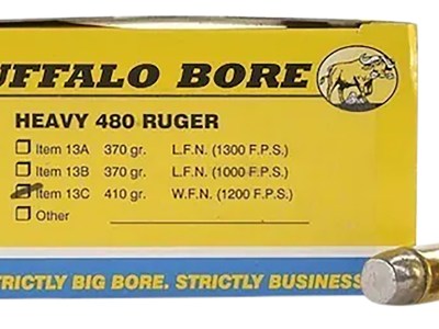 Buffalo Bore Ammunition 13C20 Heavy Strictly Business 480Ruger 410gr Wide Flat Nose 20 Per Box/12 Case