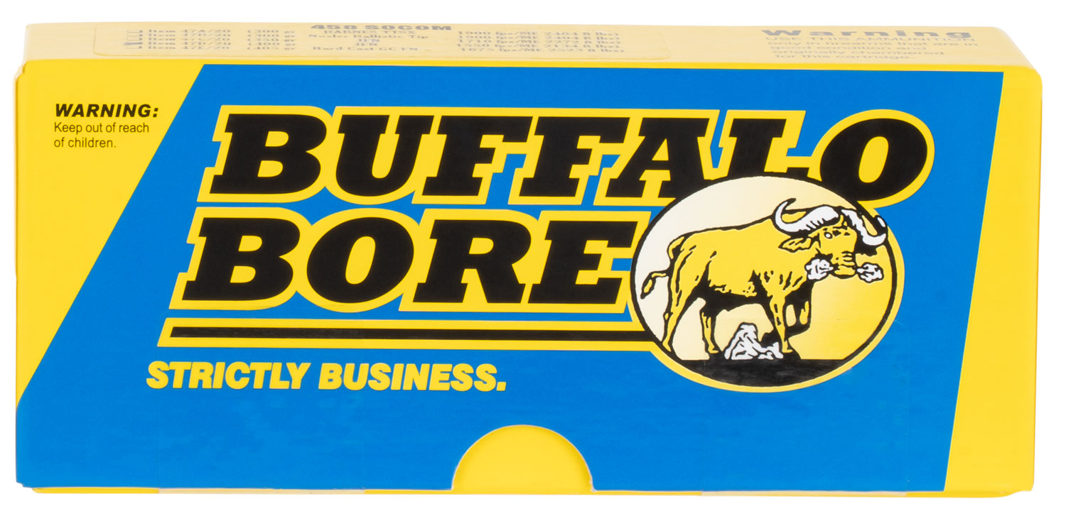 Buffalo Bore Ammunition 47D20 Hunting & Sniping Strictly Business 458SOCOM 400gr Semi Jacketed Flat Point 20 Per Box/12 Case