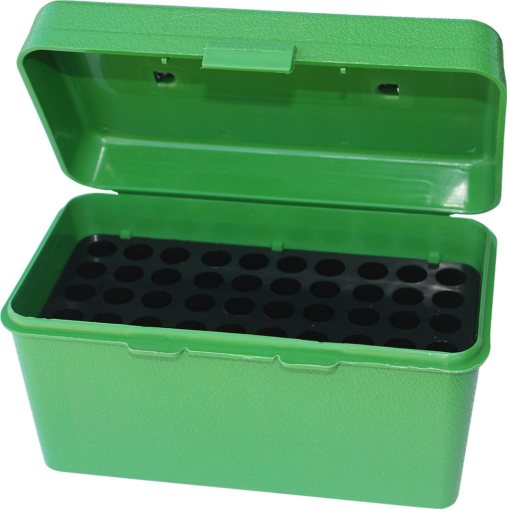 MTM Case-Gard H50RM10 Deluxe Ammo Box  Multi Caliber Rifle Green Polypropylene 50rd