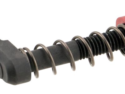 Strike Industries ARSMCRED Magazine Catch  made of Black Steel with Red 6061-T6 Aluminum Release Button for AR-Platform