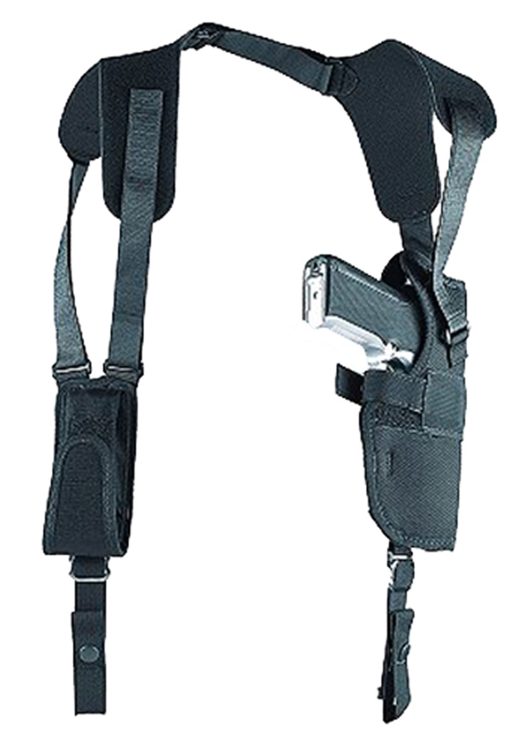 Uncle Mike’s 83001 Sidekick Vertical Shoulder Holster Shoulder Size 0 Black Cordura Harness Fits Sm/Med DA Revolver Fits 2-3″ Barrel Right Hand