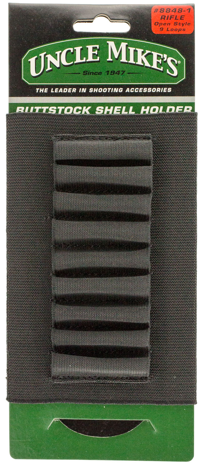 Uncle Mike’s 88481 Buttstock Shell Holder  Black Nylon 9rd Rifle