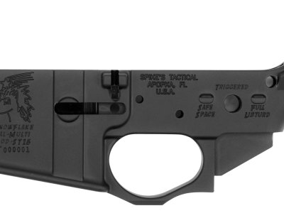 Spikes STLS030 Snowflake Stripped Lower Receiver Multi-Caliber 7075-T6 Aluminum Black Anodized for AR-15
