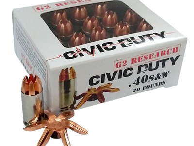 G2 Research G00620 Civic Duty  40S&W 122gr Copper Expansion Projectile 20 Per Box/25 Case