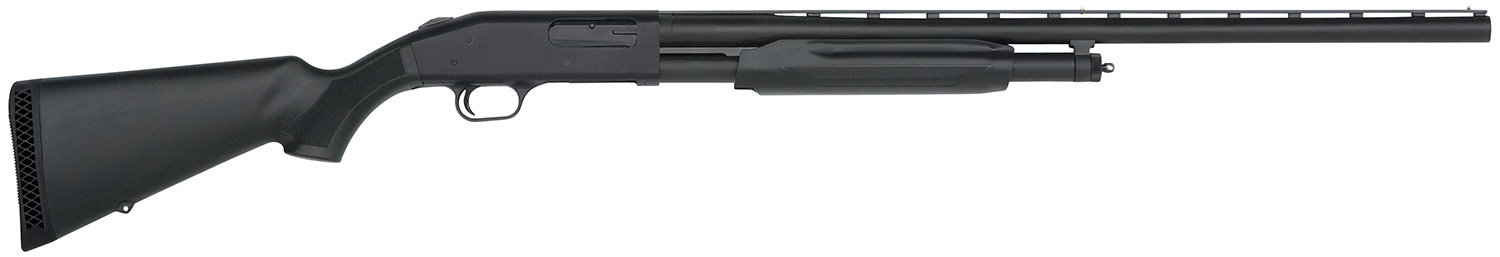 Mossberg 56420 500 All Purpose Full Size 12 Gauge Pump 3″ 5+1 28″ Matte Blued Vent Rib Barrel, Matte Blued Integral Scope Mount Steel Receiver, Fixed Black Synthetic Stock, Right Hand, Accu-Set Chokes