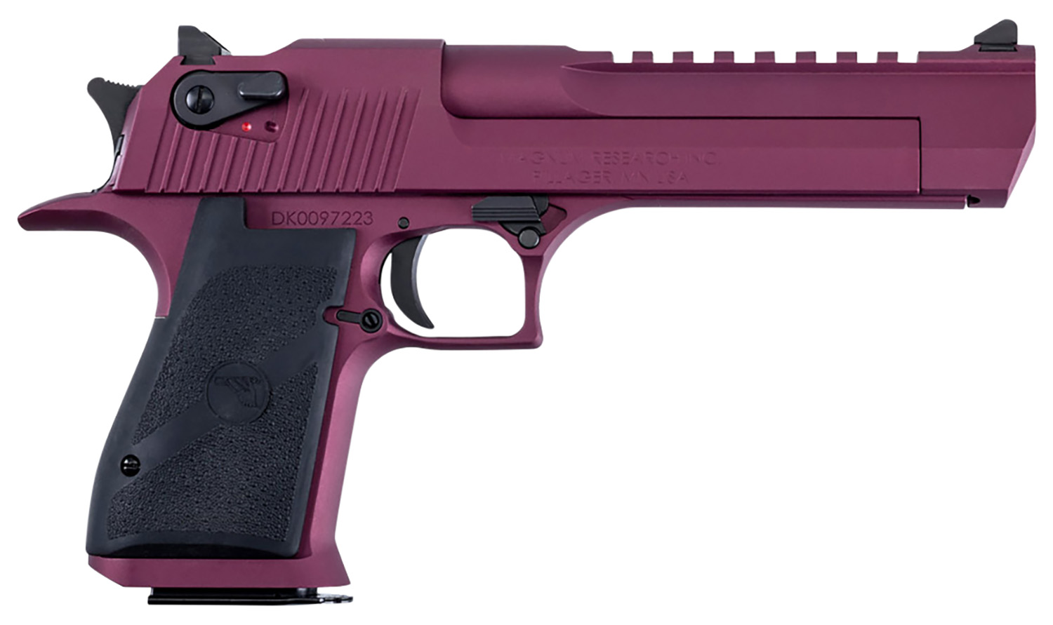 Magnum Research DE50BKC Desert Eagle Black Cherry 50 AE 7+1 6″ Black Barrel, Metallic Black  Cherry Cerakote Serrated Slide, Aluminum Frame w/Picatinny Rail & Beavertail Black Rubber Grips
