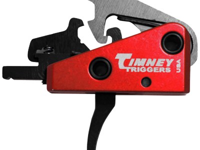 Timney Triggers 662S Targa Short Trigger  Two-Stage Curved Trigger with 2 lbs Draw Weight & Black/Red Finish for AR-Platform