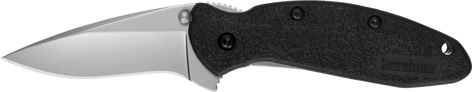 Kershaw 1620 Scallion  2.40″ Folding Flipper Plain Bead Blasted 420HC SS Blade Black Glass-Filled Nylon Handle Includes Pocket Clip