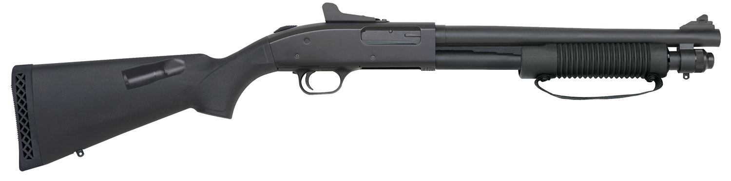 Mossberg 51689 590A1 Class III 12 Gauge 3″ 5+1 14″ Parkerized Cylinder Bore Barrel Black Rec Black Fixed with Storage Compartment Stock Holds 4 Extra Rounds Right Hand (NFA)