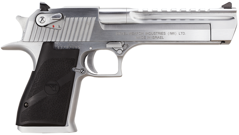 Magnum Research DE44BC Desert Eagle Mark XIX 44 Rem Mag Caliber with 6″ Picatinny Barrel, 8+1 Capacity, Overall Brushed Chrome Finish Carbon Steel, Beavertail Frame, Serrated Slide & Black Rubber Grip